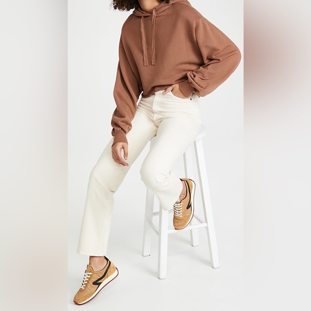 FRAME Crop Easy Hoodie Tawny Brown size Large